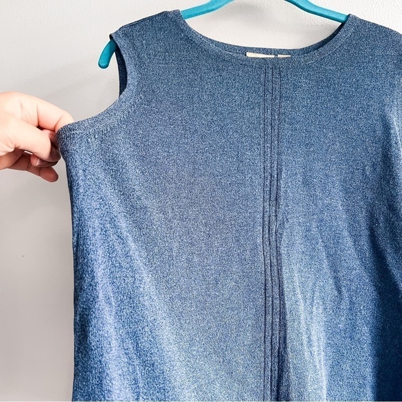 Caslon Blue Cotton Rayon Blend Sleeveless Top Extra Large Crew Neck - Picture 2 of 5